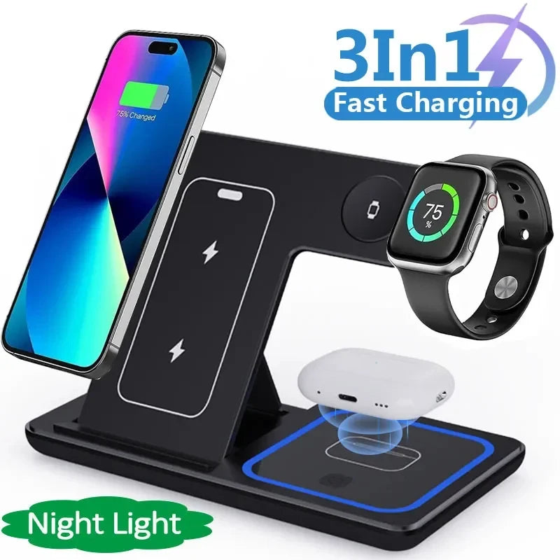 3 In 1 Fast Wireless Charger Stand 15W